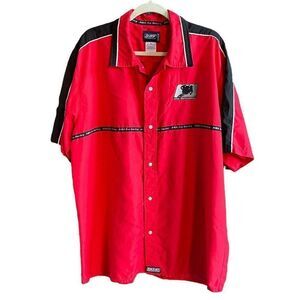 AMA Motocross Racing Shirt Short Sleeves Button Up Mens‎ Size L Red